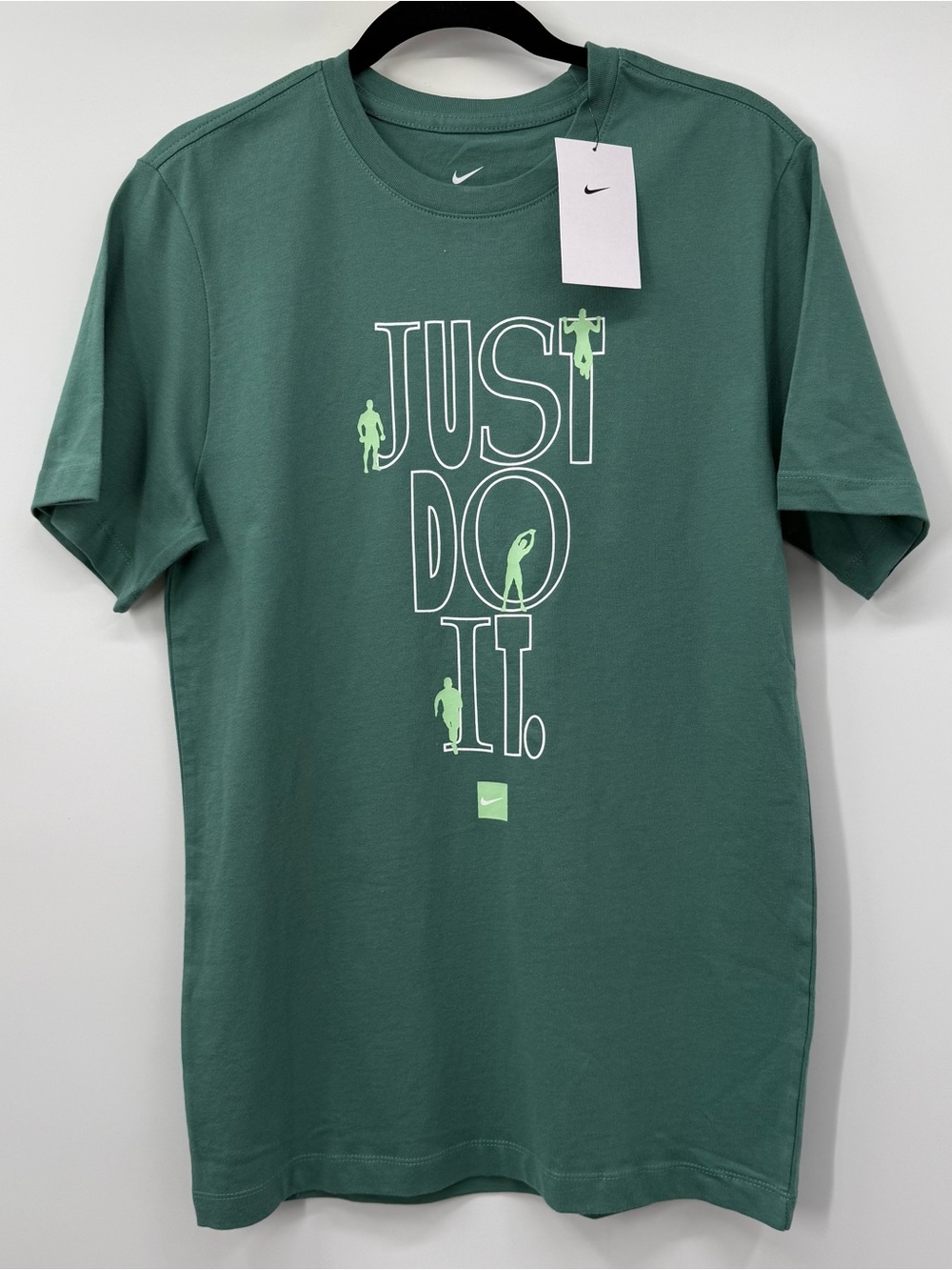 Nike Short Sleeve 'Just Do It.' Graphic Tee - Forest Green with Lime Accent